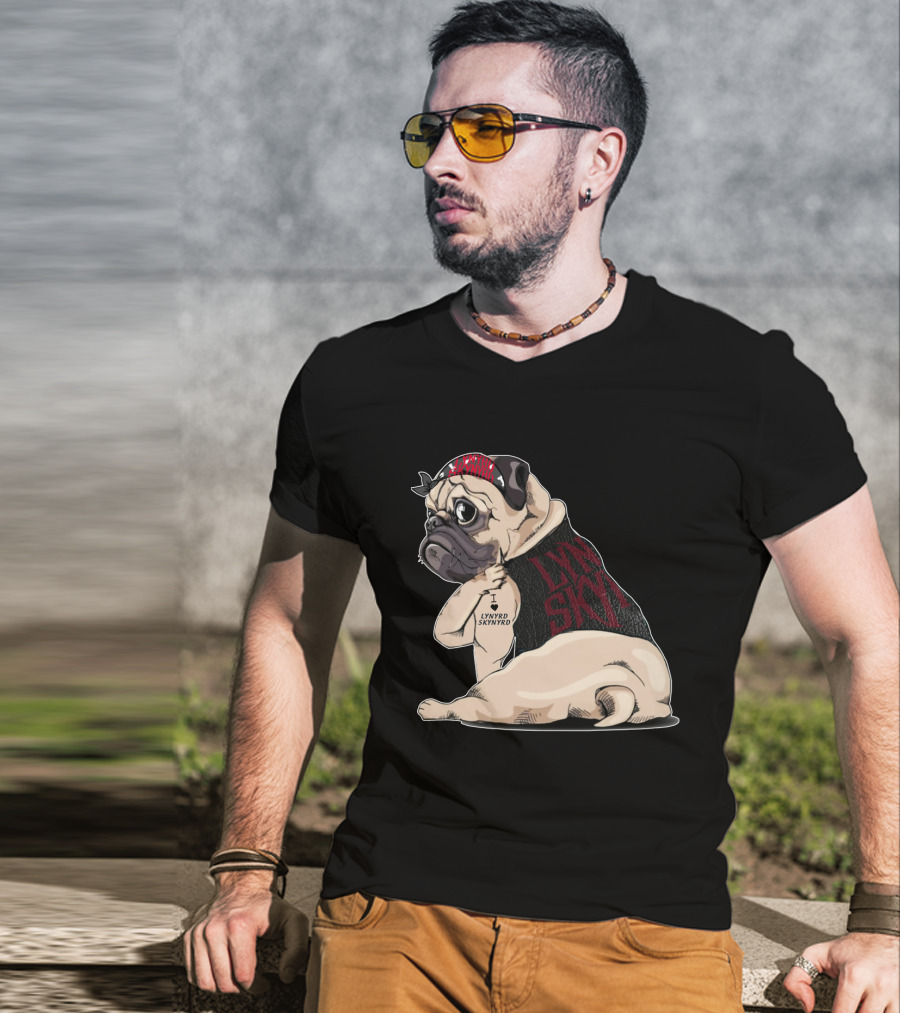 Lynyrd Skynyrd Pug Tattoo With Bandana And Vest T-Shirt