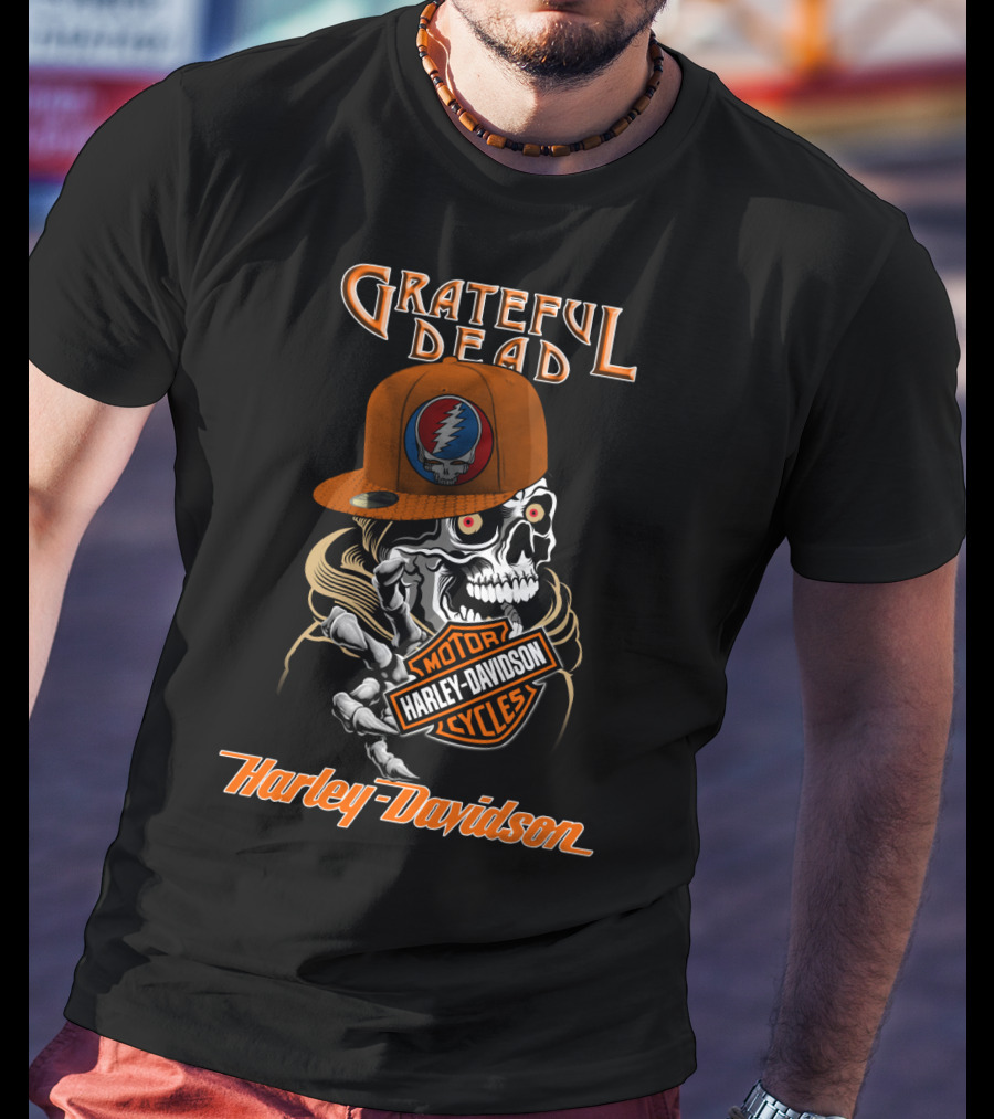 Grateful Dead Skull Harley Davidson Motorcycles T-Shirt
