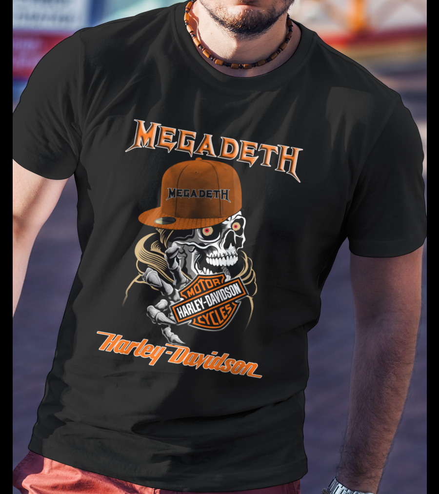 Megadeth Skull Harley Davidson Motor Cycles T-Shirt