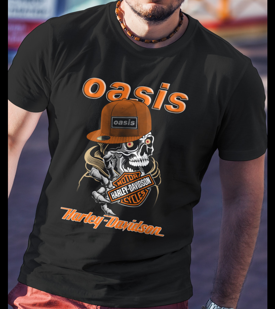 Oasis Skull Harley Davidson Motorcycles T-Shirt