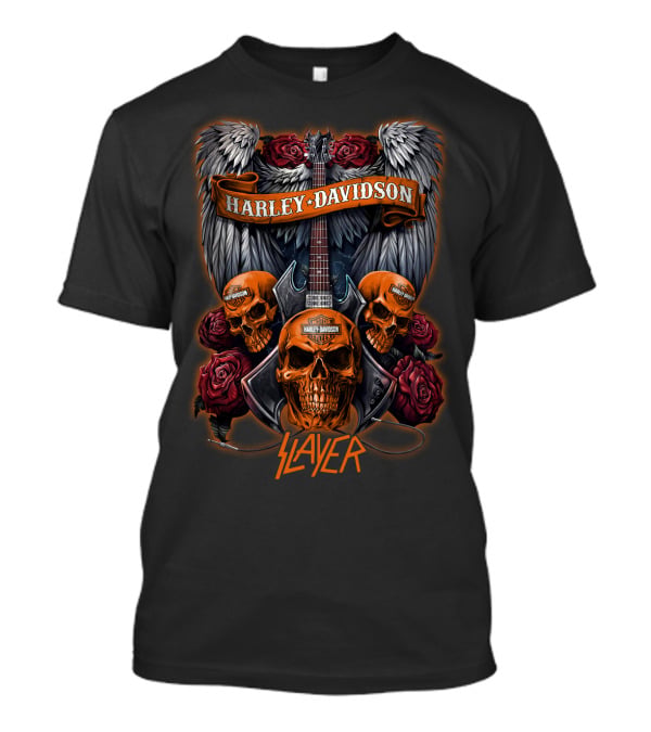 Harley Davidson Slayer Skull Guitar Wings 47Hd T-Shirt