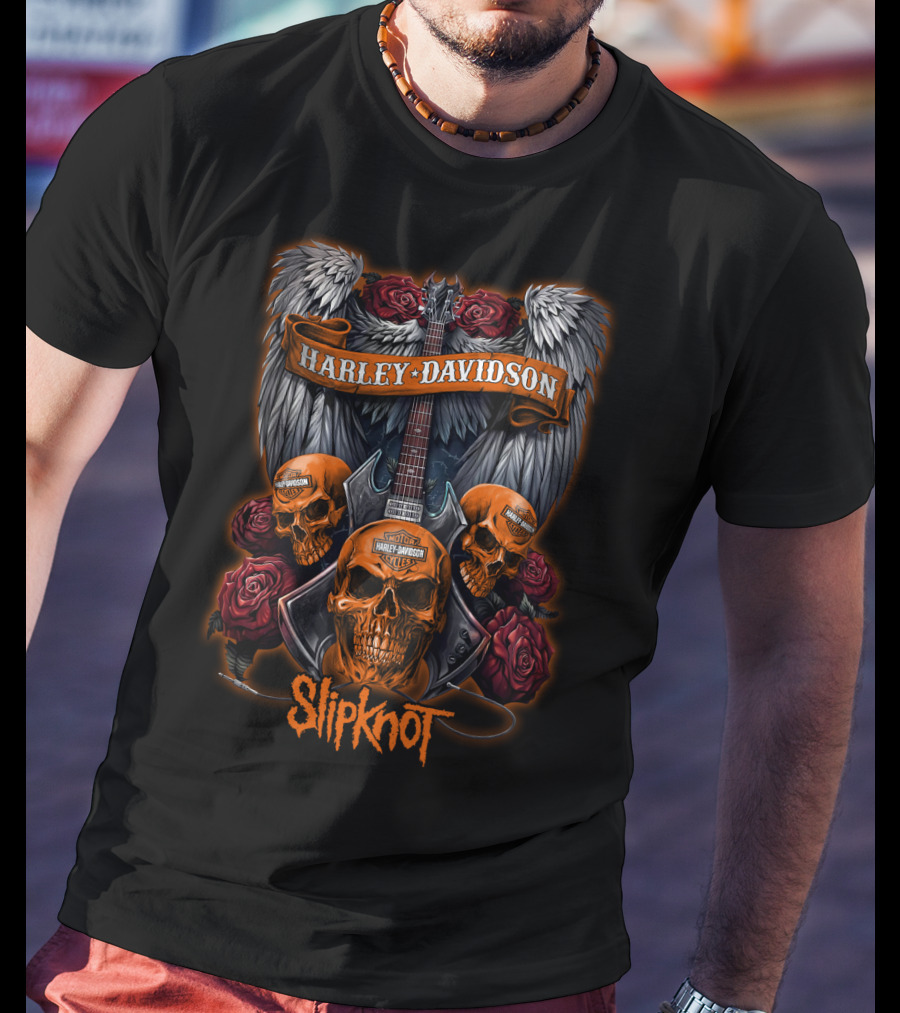 Slipknot Harley Davidson Skulls And Wings 47Hd T-Shirt
