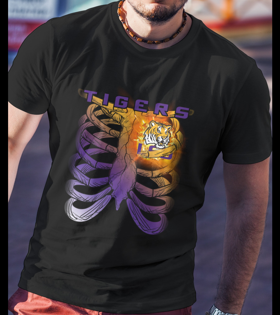 Tigers Ribcage Heart LSU Tigers T-Shirt