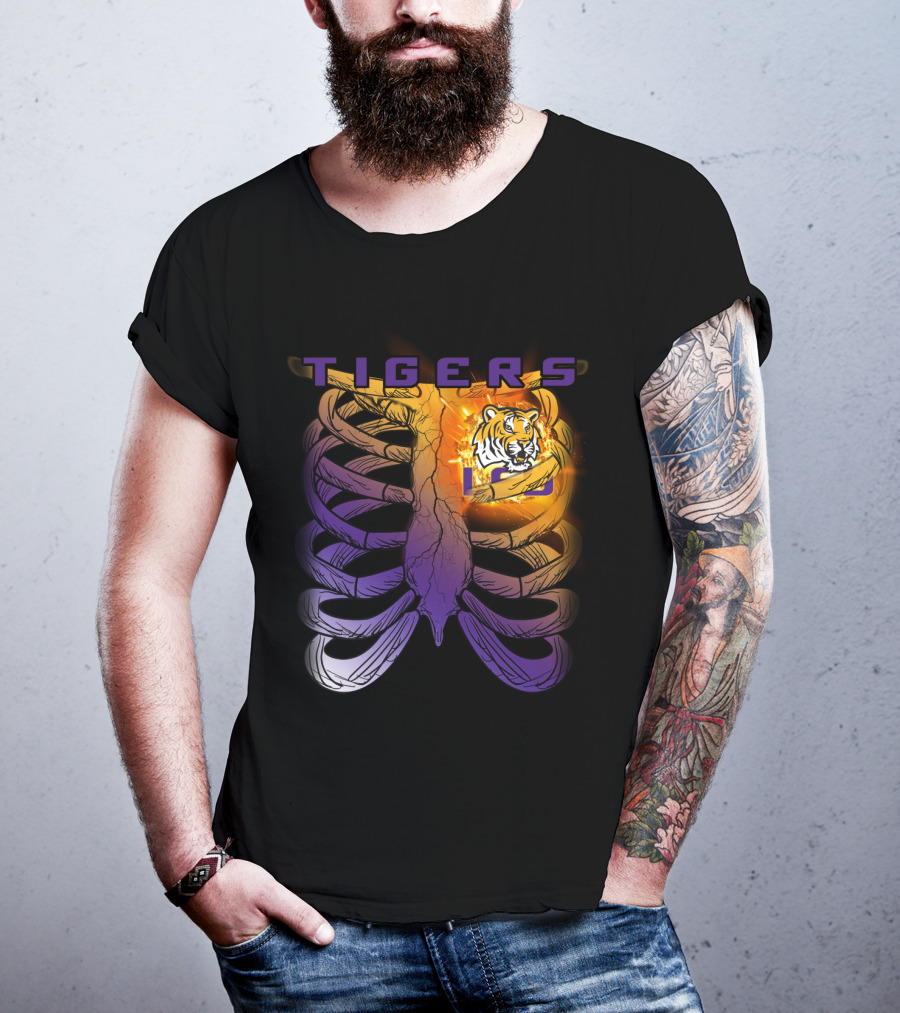 Tigers Ribcage Heart LSU Tigers T-Shirt