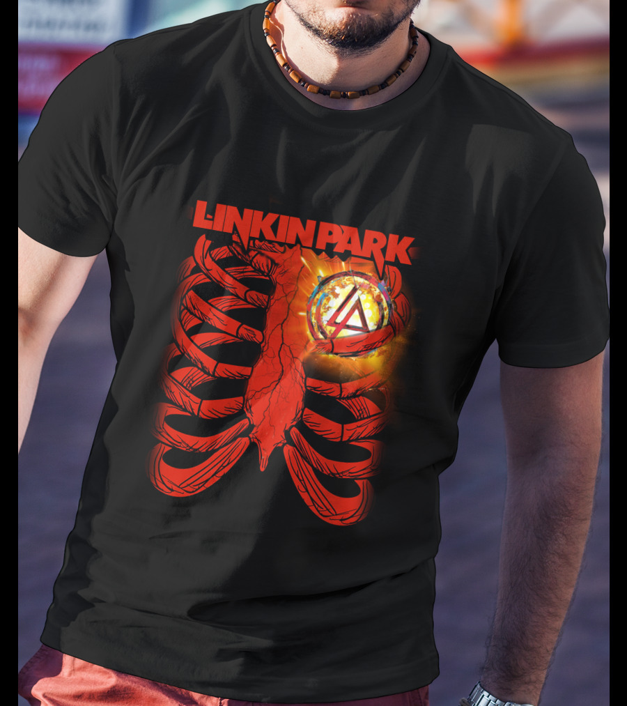 Linkin Park Burning Symbol Ribcage T-Shirt