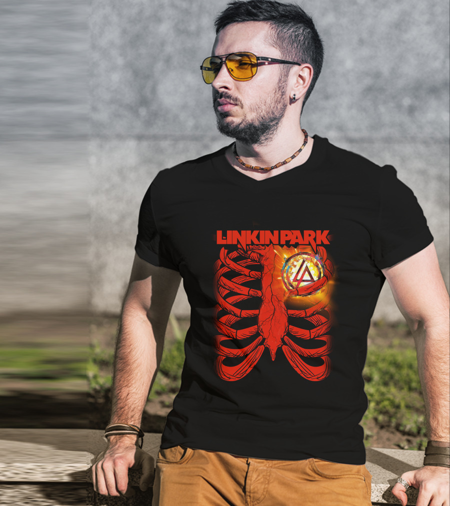 Linkin Park Burning Symbol Ribcage T-Shirt