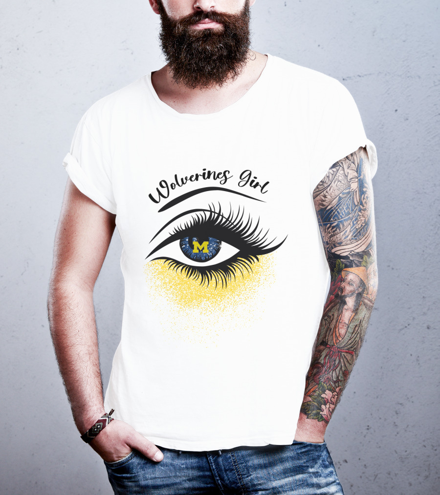 Wolverines Girl Michigan Eye With M Logo And Eyelashes T-Shirt