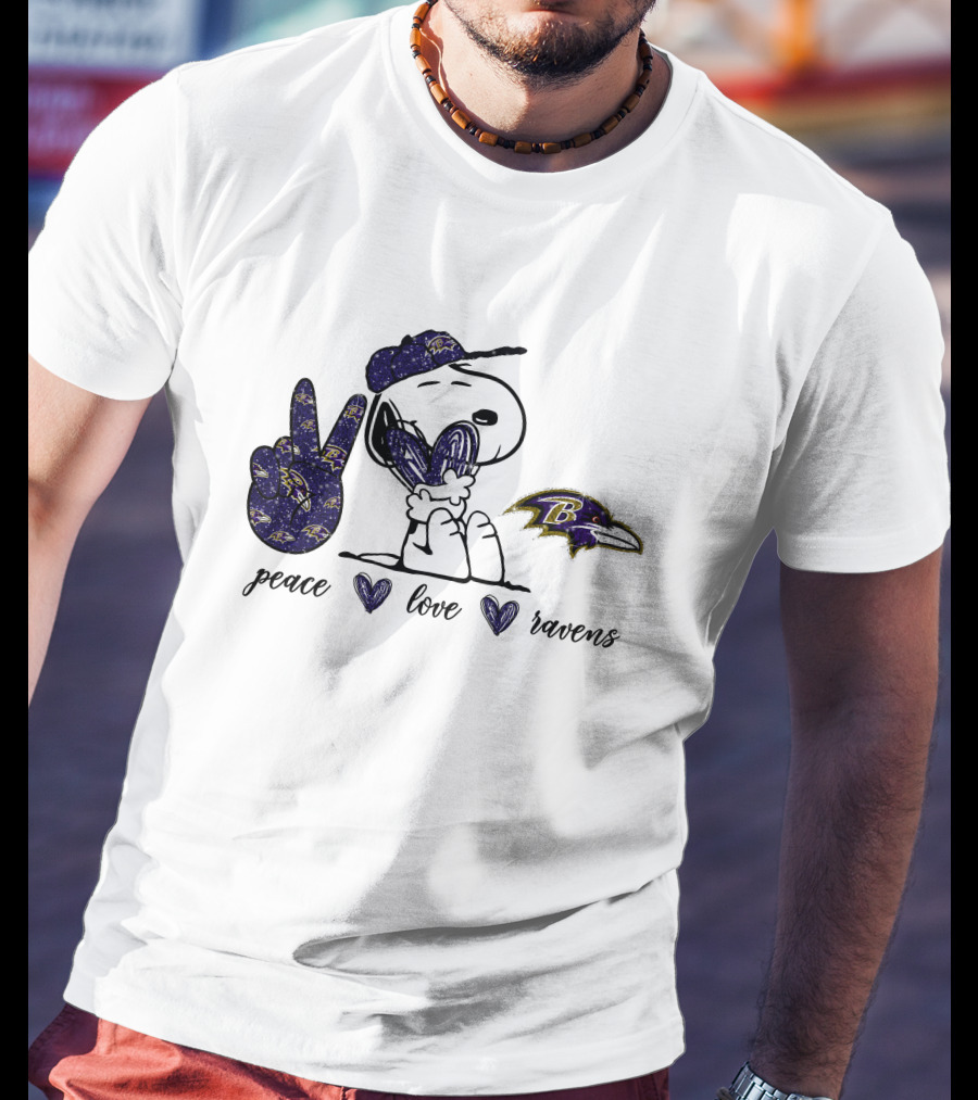 Peace Love Ravens Baltimore Snoopy T-Shirt