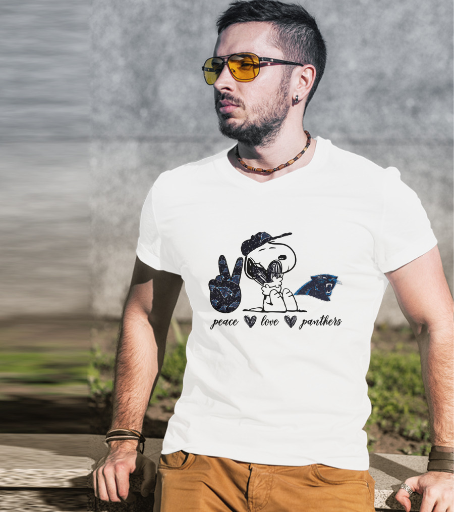 Peace Love Snoopy Carolina Panthers T-Shirt