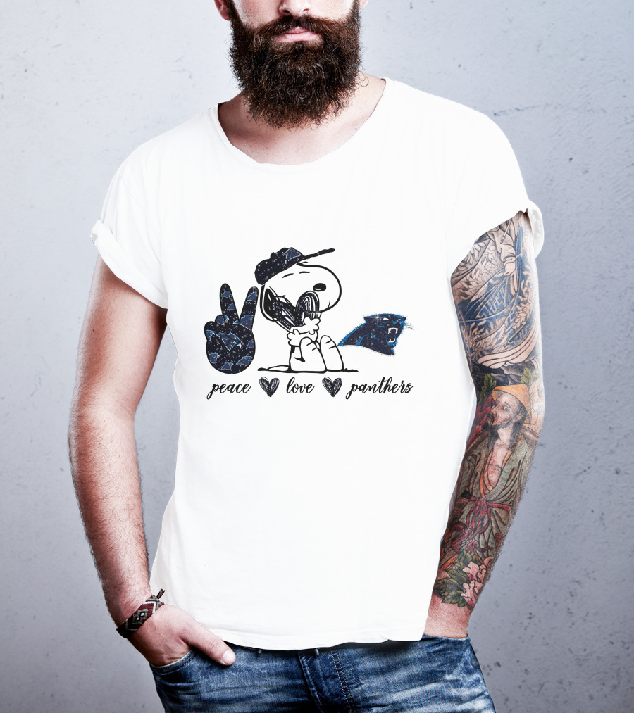 Peace Love Snoopy Carolina Panthers T-Shirt
