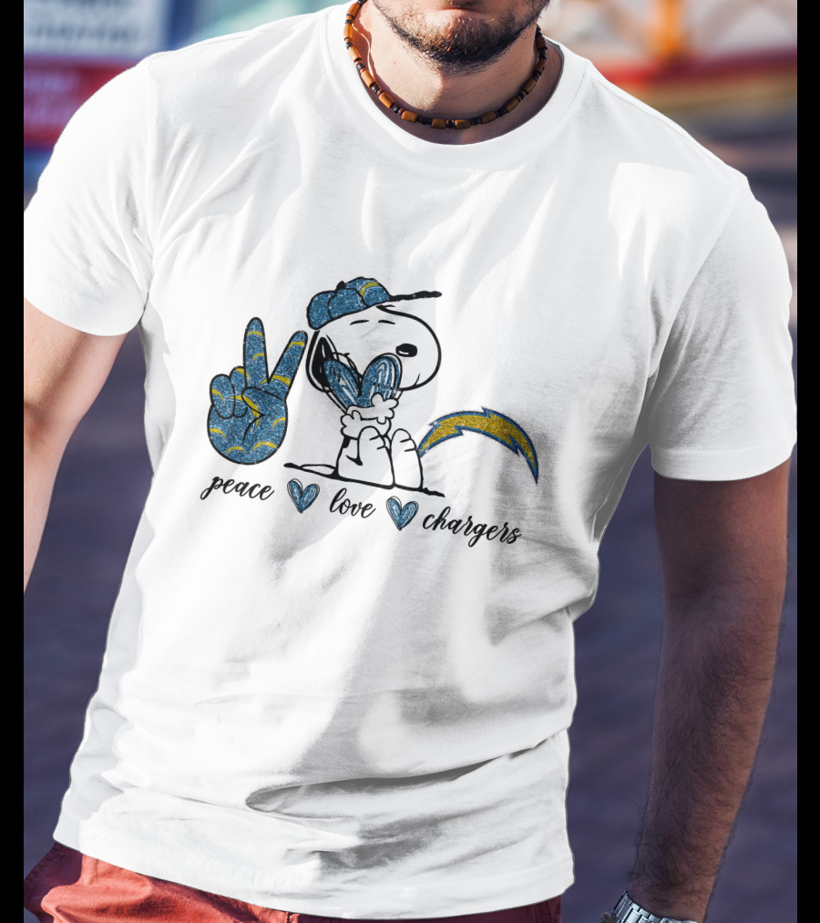 Peace Love Chargers Snoopy Football Fan T-Shirt