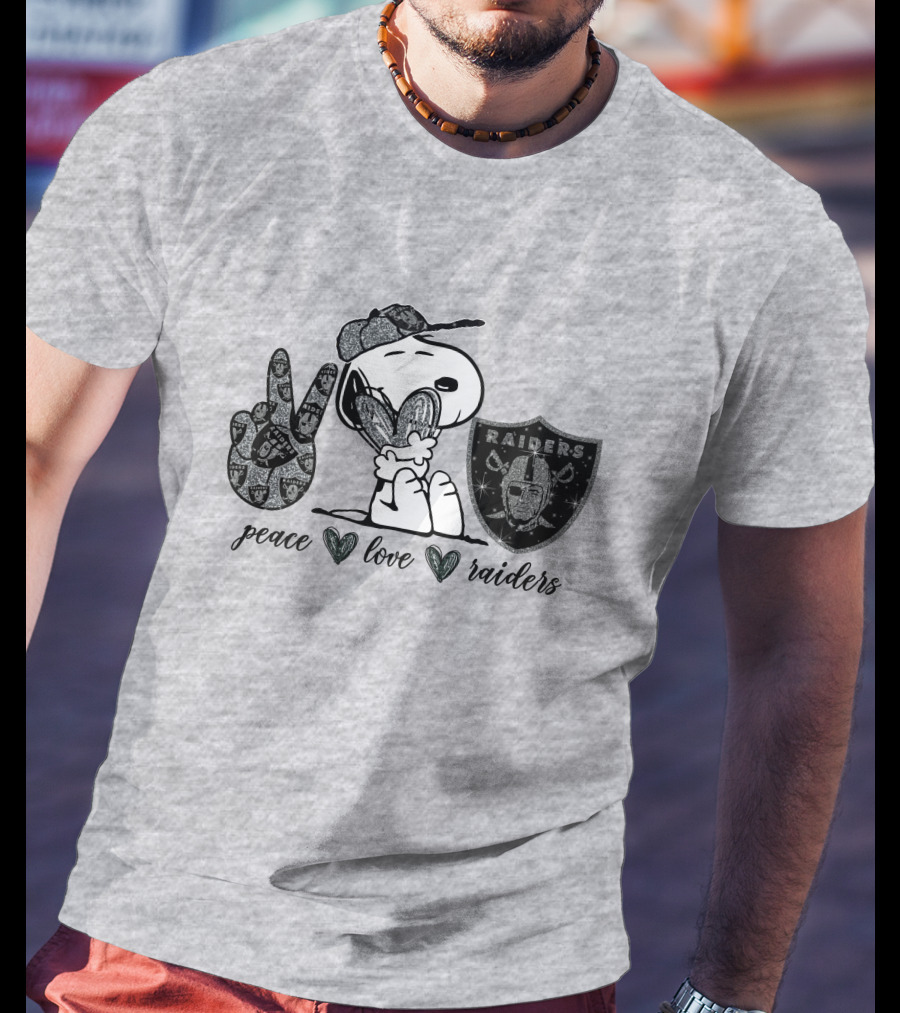 Peace Love Raiders Snoopy NFL Team T-Shirt