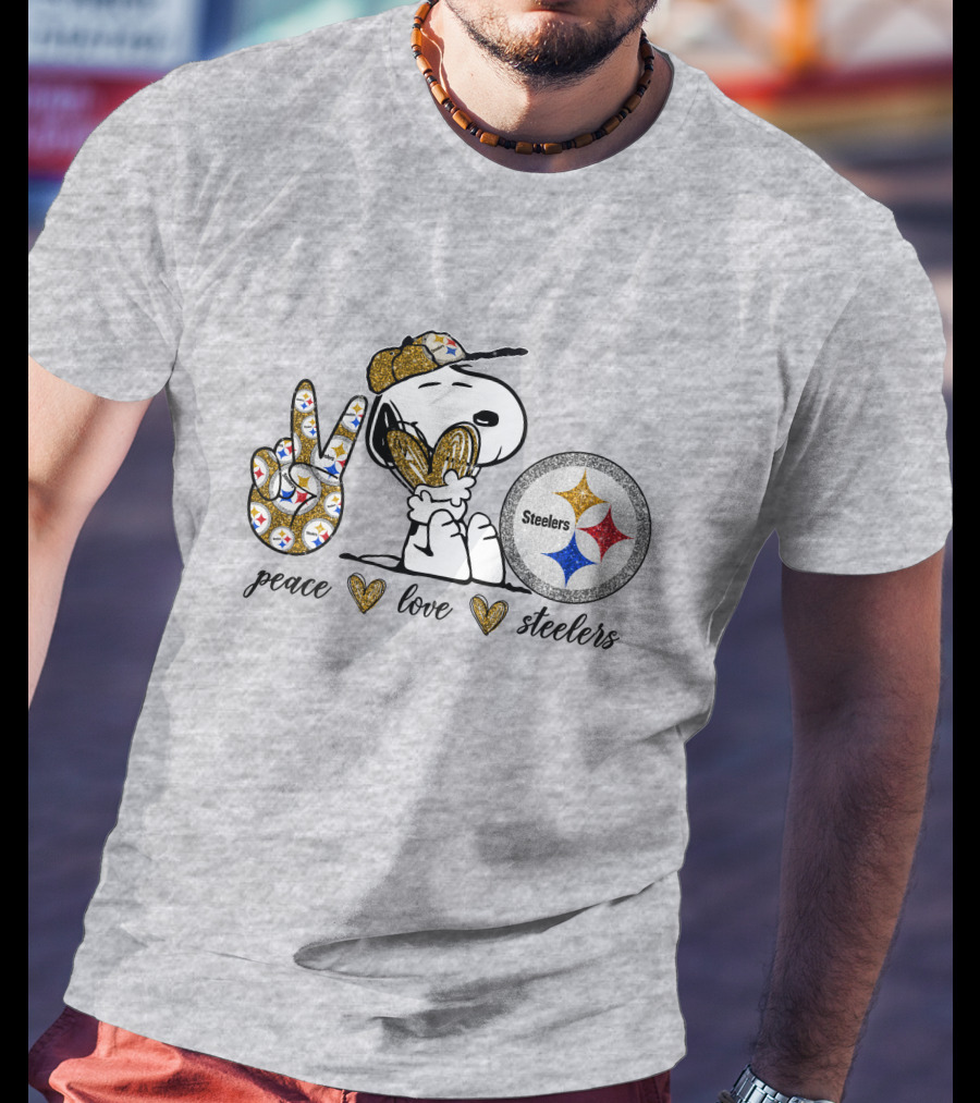Peace Love Snoopy Steelers Football Hearts T-Shirt