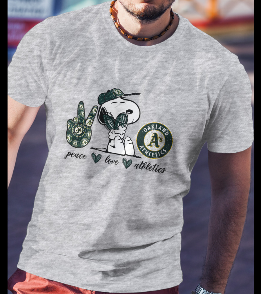 Peace Love Oakland Athletics Snoopy T-Shirt