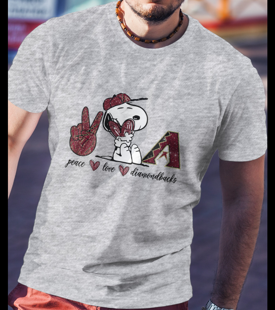 Peace Love Diamondbacks Snoopy Baseball Fan T-Shirt