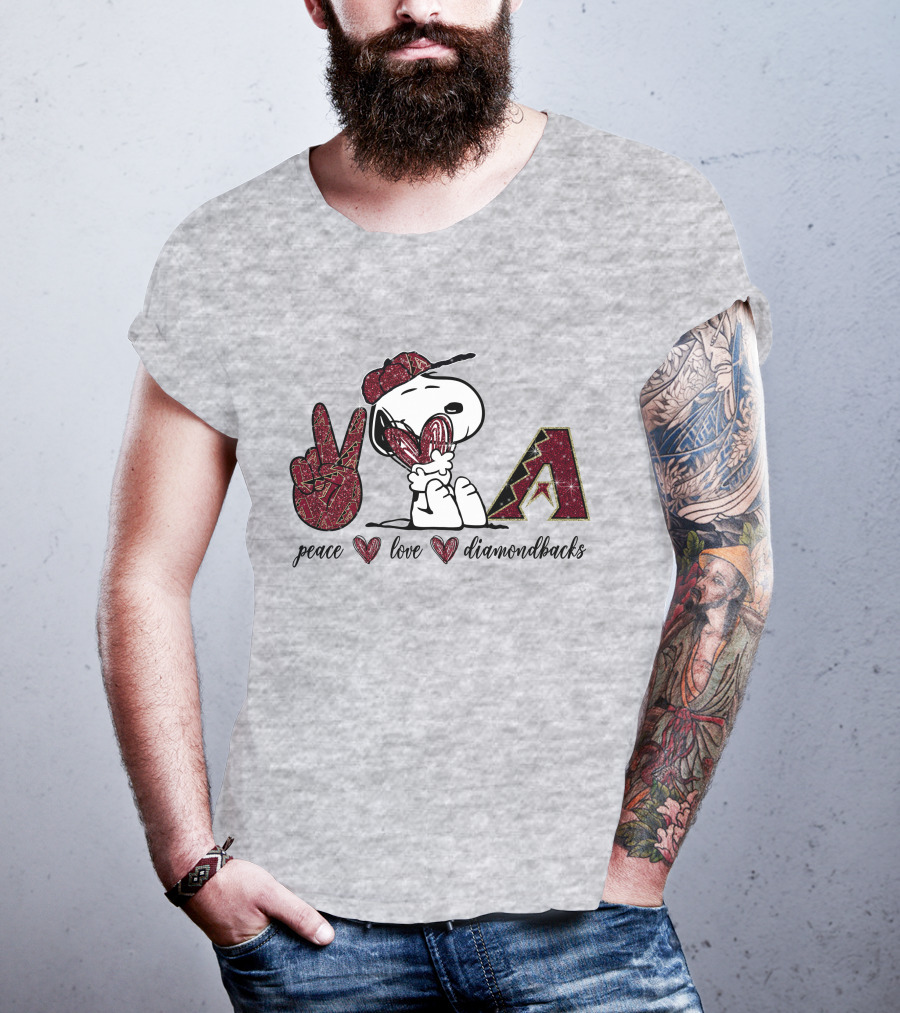Peace Love Diamondbacks Snoopy Baseball Fan T-Shirt