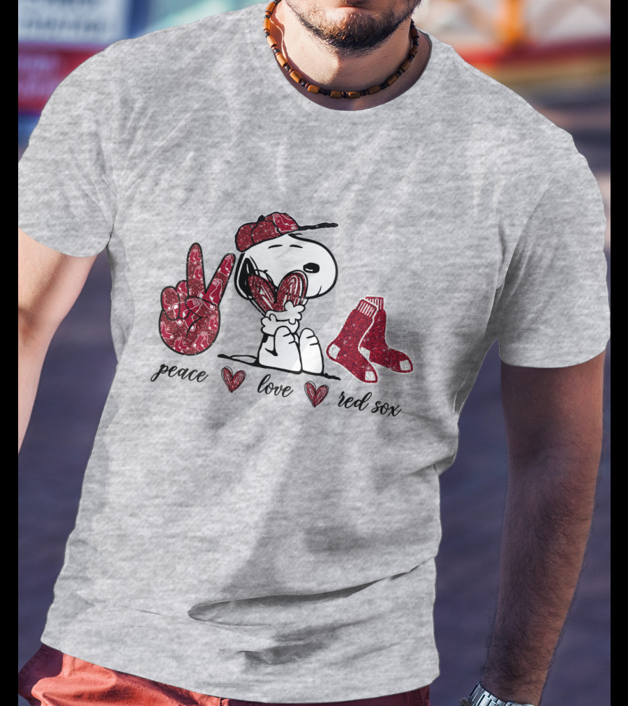Peace Love Snoopy Boston Red Sox T-Shirt