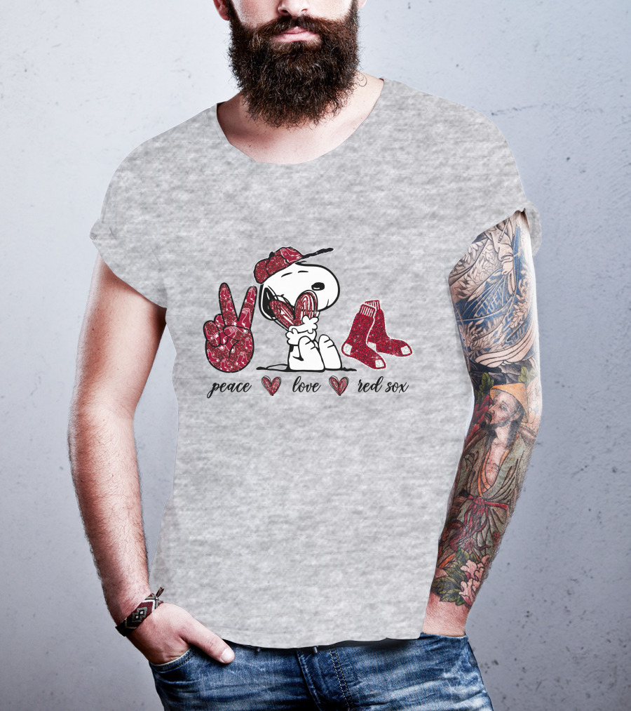 Peace Love Snoopy Boston Red Sox T-Shirt