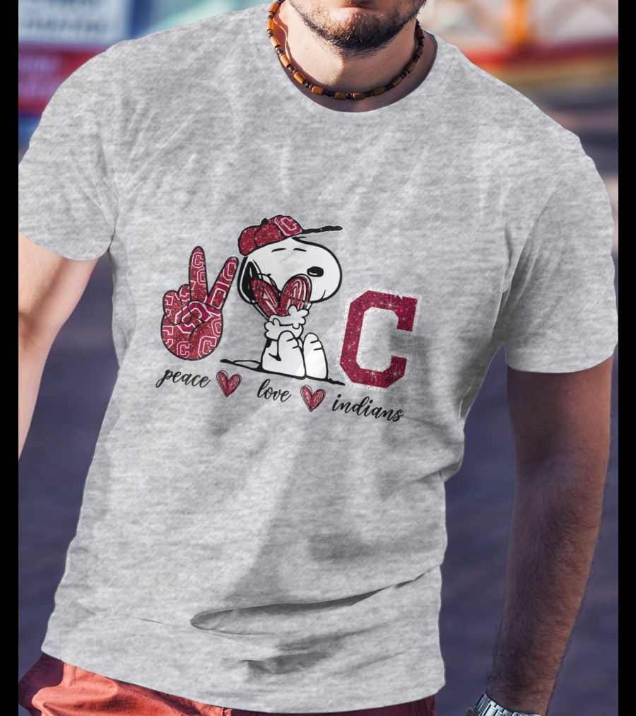 Peace Love Indians Snoopy C Letter T-Shirt