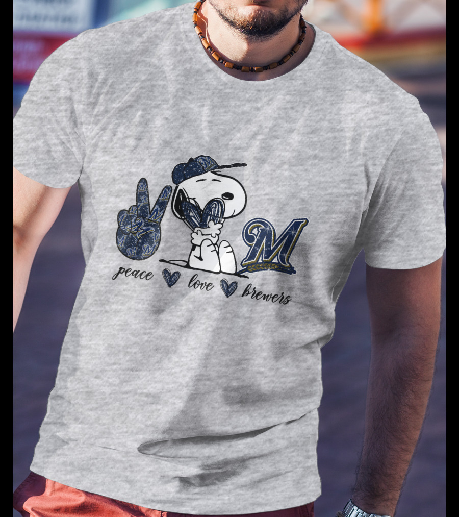 Peace Heart Love Milwaukee Brewers T-Shirt