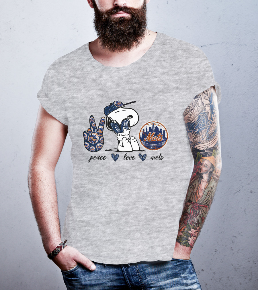Peace Heart Love Mets Snoopy Skyline Finger Symbol T-Shirt
