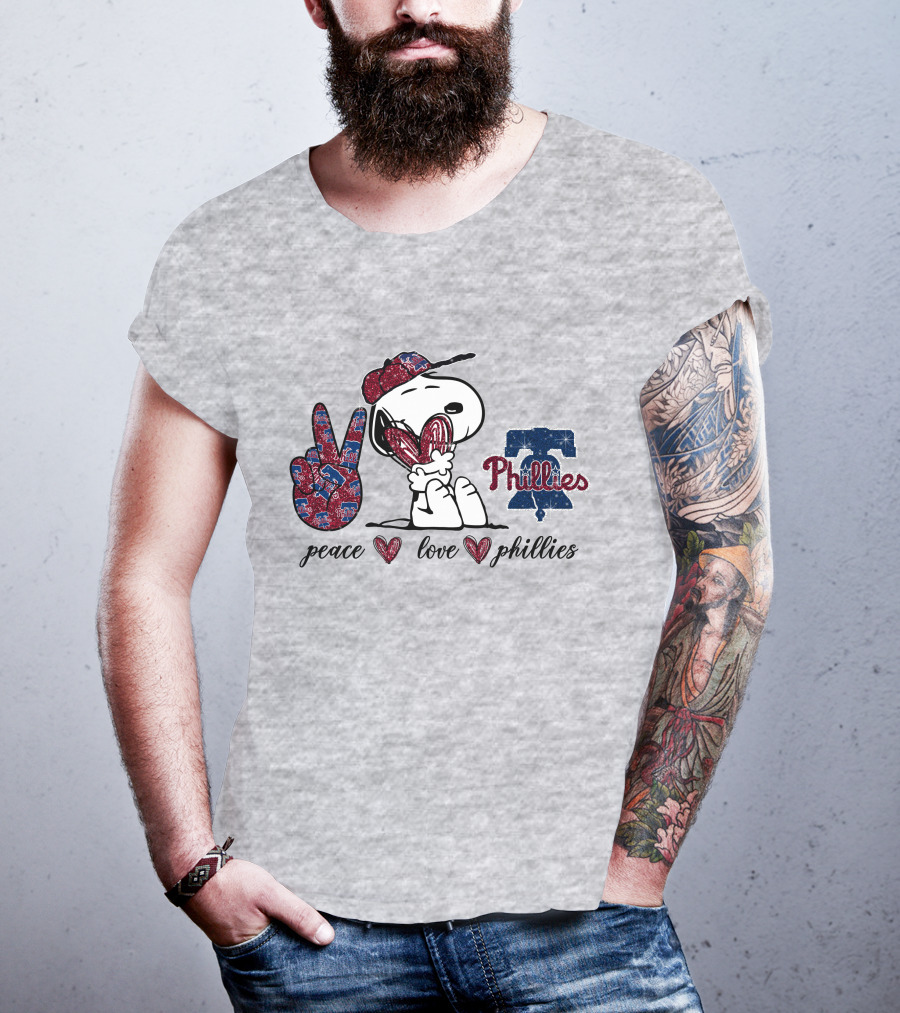 Peace Love Phillies Snoopy Philadelphia Phillies Fan T-Shirt