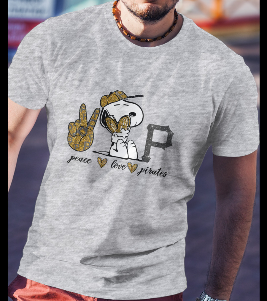 Peace Love Pittsburgh Pirates Snoopy Baseball Fan T-Shirt