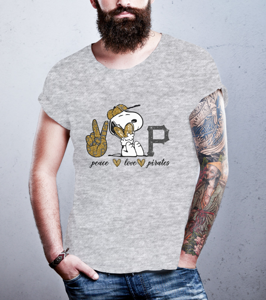 Peace Love Pittsburgh Pirates Snoopy Baseball Fan T-Shirt