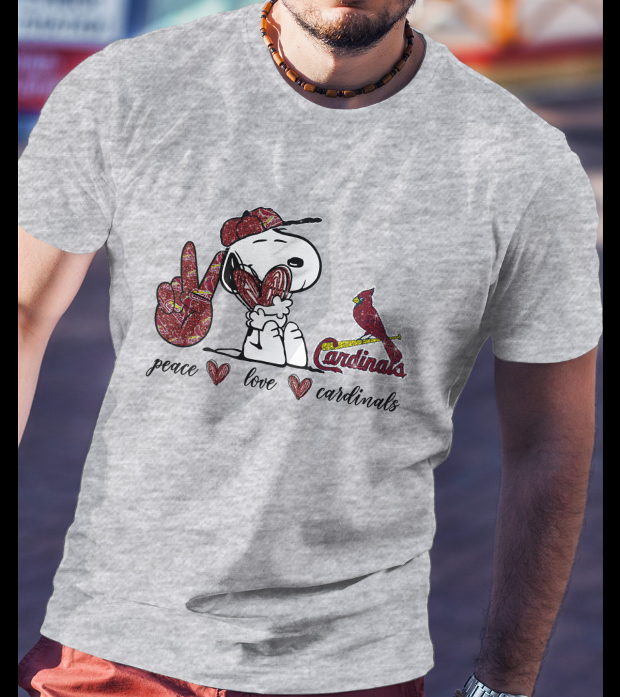 Peace Love Cardinals Snoopy St Louis Baseball T-Shirt