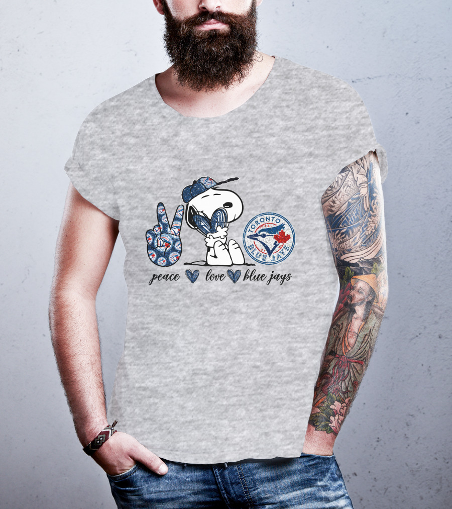 Peace Love Blue Jays Toronto Baseball Snoopy T-Shirt