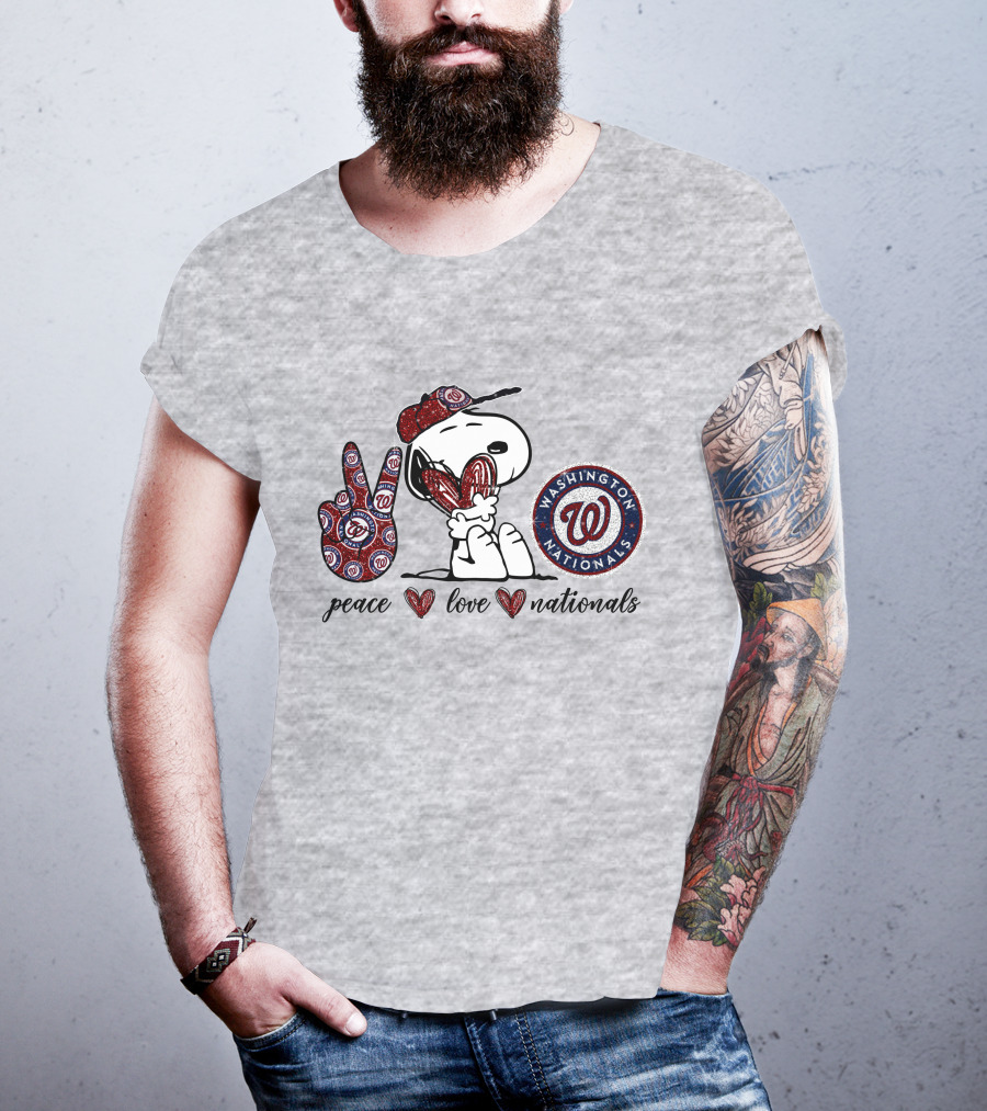 Peace Love Washington Nationals Snoopy MLB Fan T-Shirt