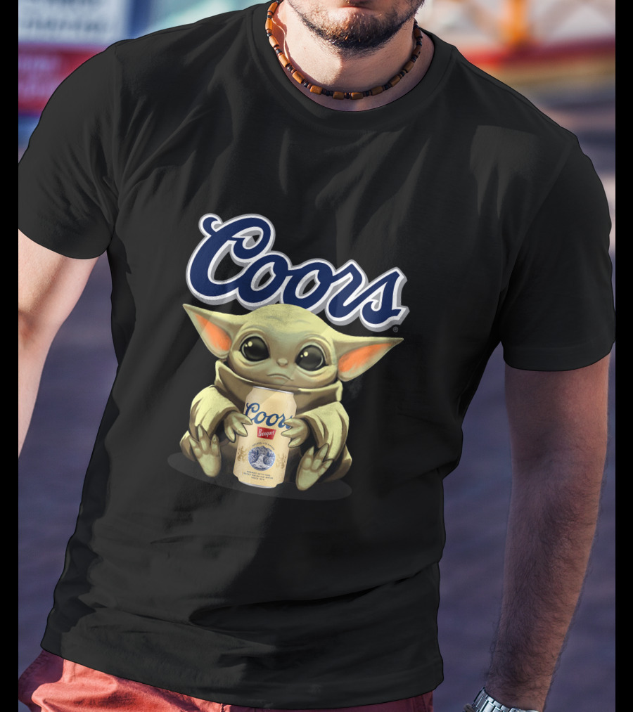 Coors Baby Yoda Holding Coors Banquet Beer Can T-Shirt