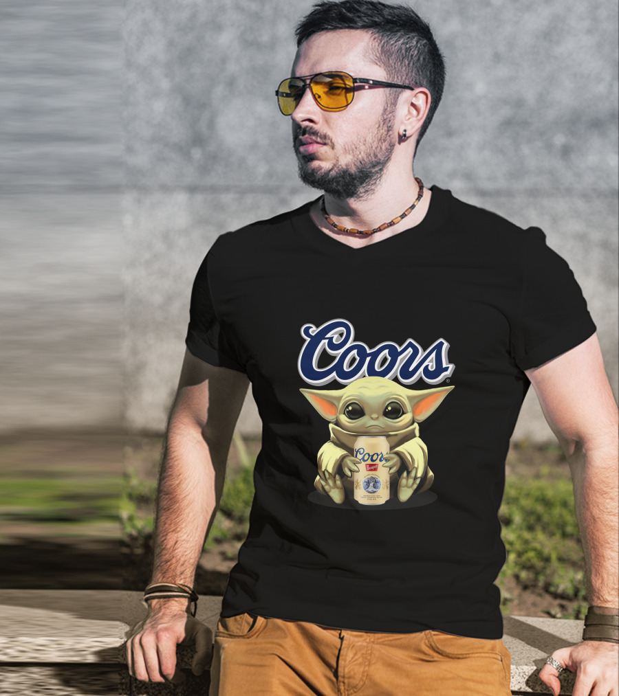 Coors Baby Yoda Holding Coors Banquet Beer Can T-Shirt