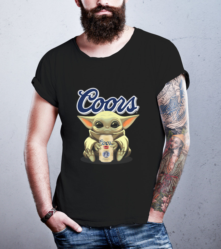 Coors Baby Yoda Holding Coors Banquet Beer Can T-Shirt