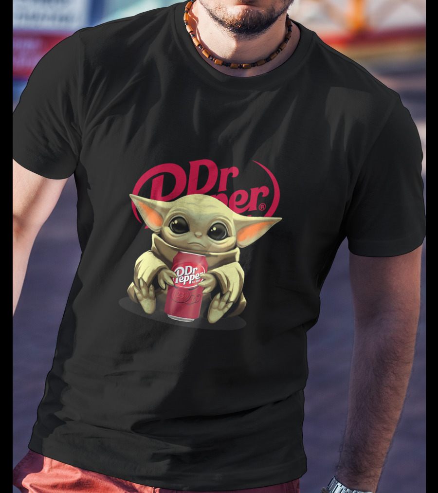 Dr Pepper Grogu Cuddling Iconic Soda T-Shirt