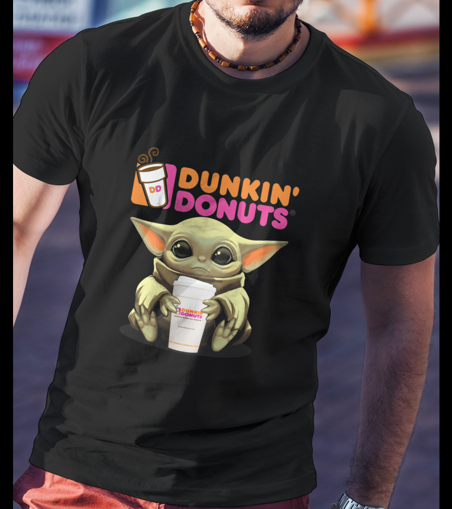 Dunkin Donuts Yoda Holding Coffee Cup T-Shirt