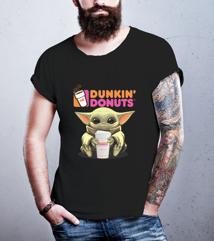 Dunkin Donuts Yoda Holding Coffee Cup T-Shirt