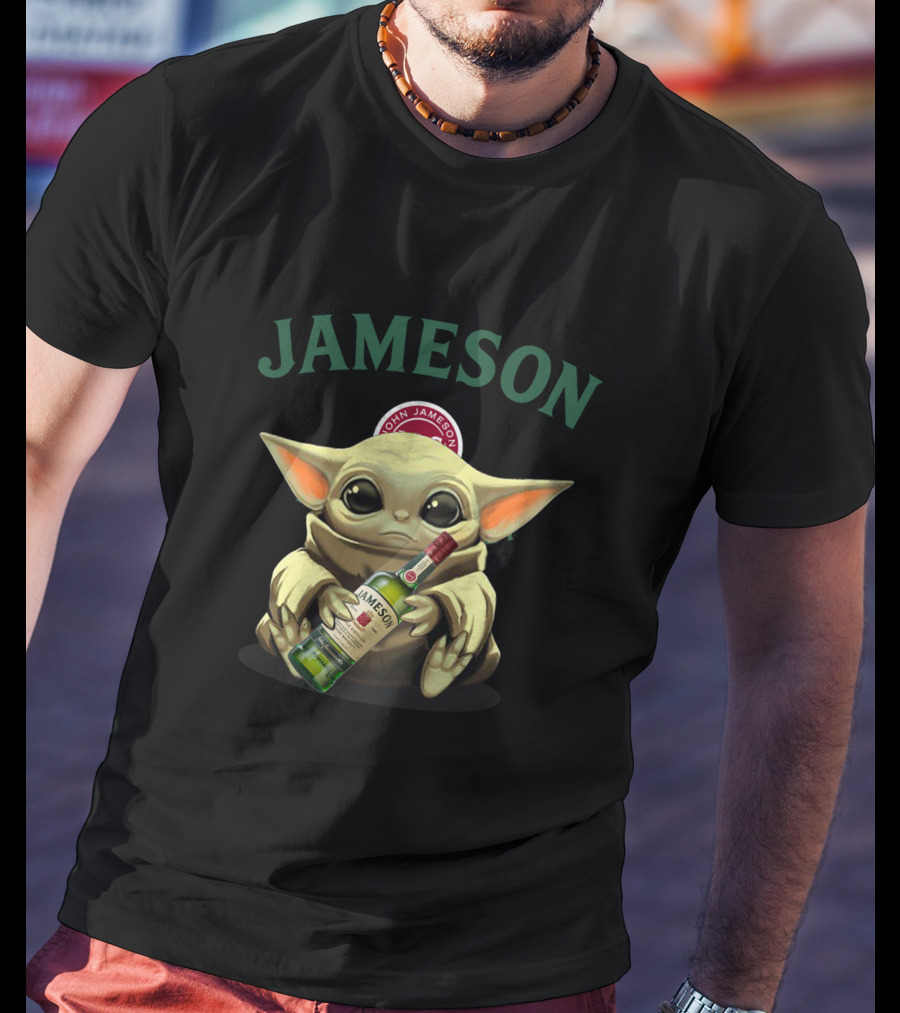 JAMESON Baby Alien Holding Whiskey Bottle T-Shirt