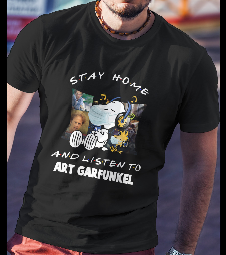 Stay Home And Listen To Art Garfunkel Snoopy Woodstock Pillow T-Shirt