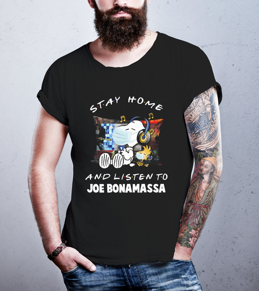 Stay Home And Listen To Joe Bonamassa Snoopy Wearing Headphones T-Shirt