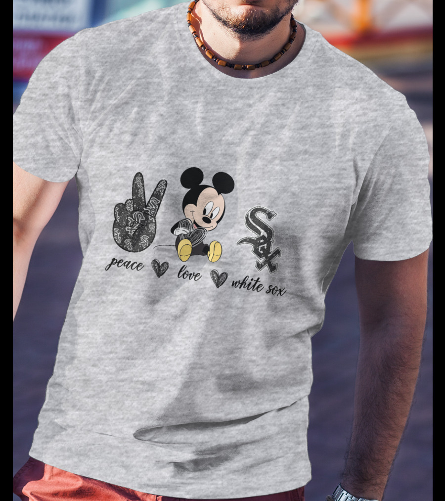 Peace Love Mickey Mouse Chicago White Sox T-Shirt