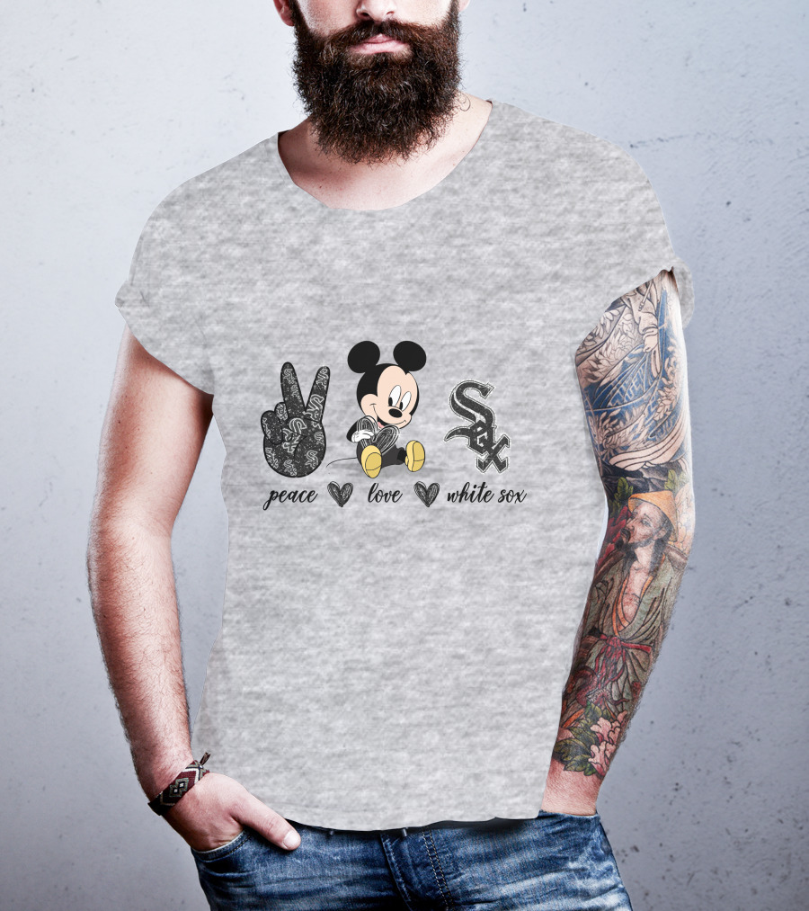 Peace Love Mickey Mouse Chicago White Sox T-Shirt
