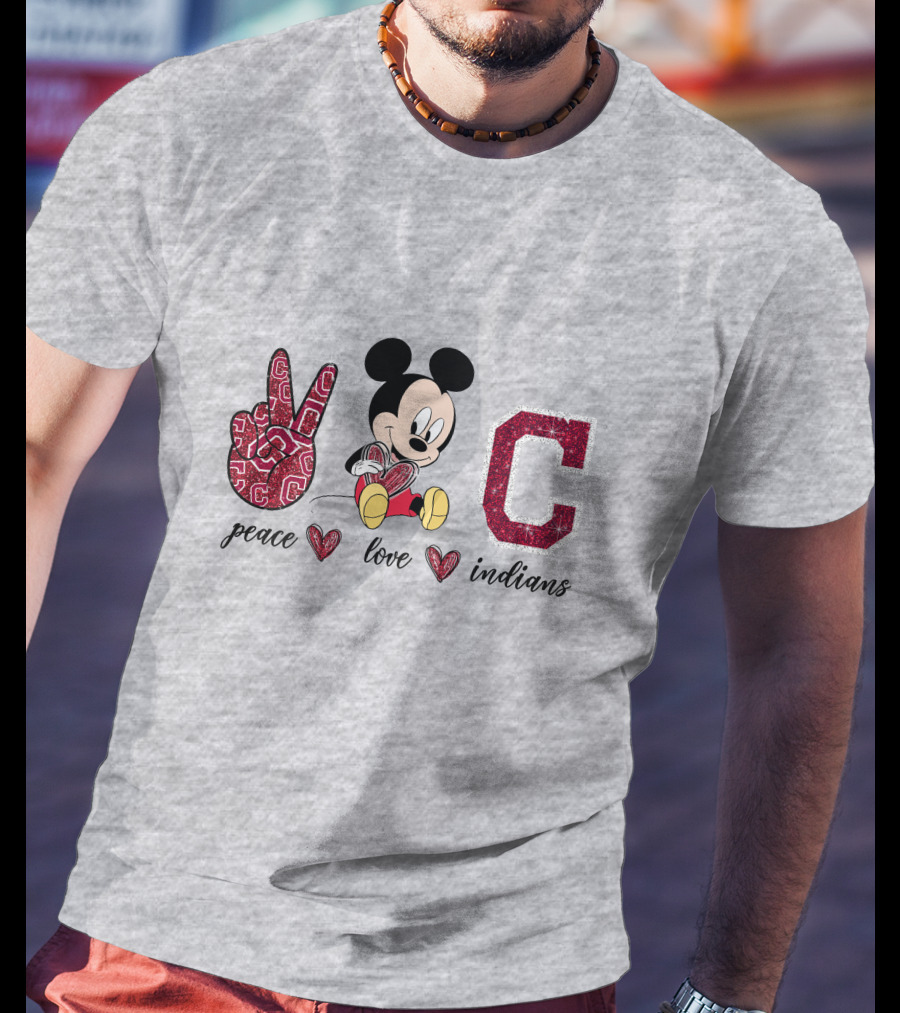 Peace Love Indians Mickey Mouse Cleveland T-Shirt