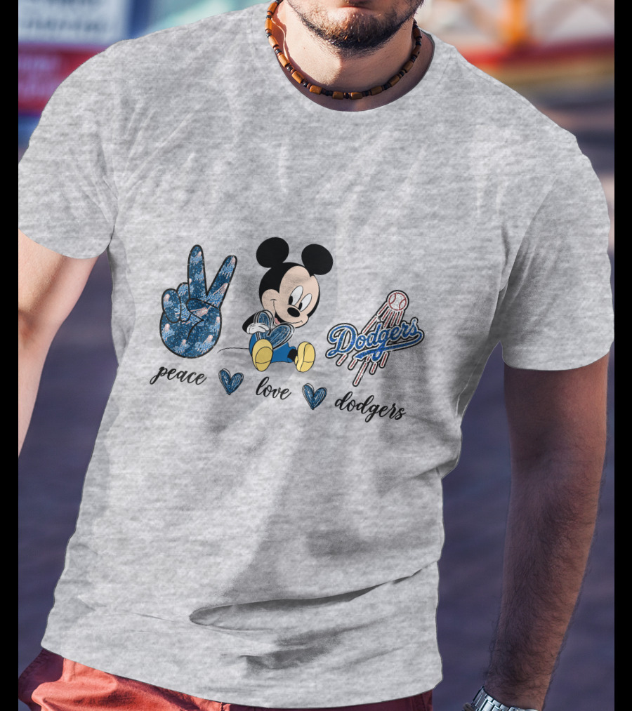 Peace Love Dodgers Mickey Mouse T-Shirt