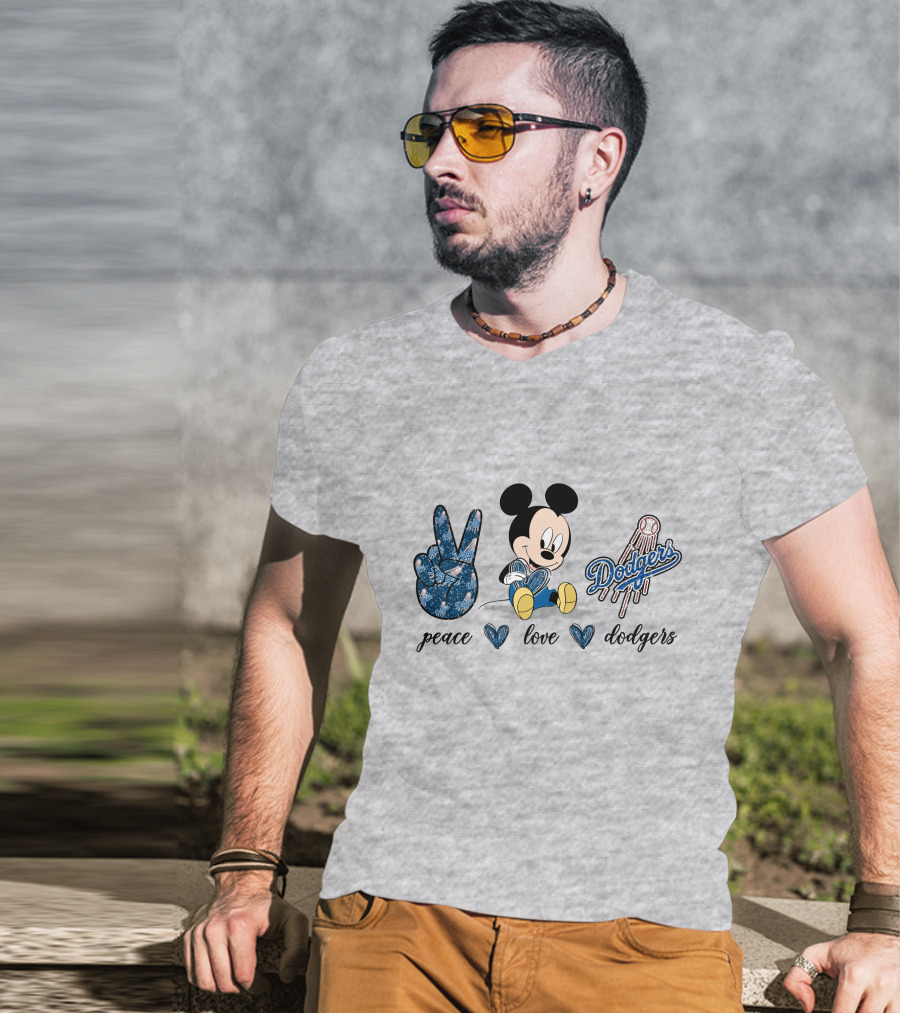 Peace Love Dodgers Mickey Mouse T-Shirt