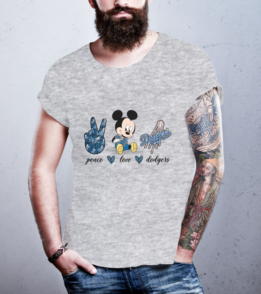 Peace Love Dodgers Mickey Mouse T-Shirt