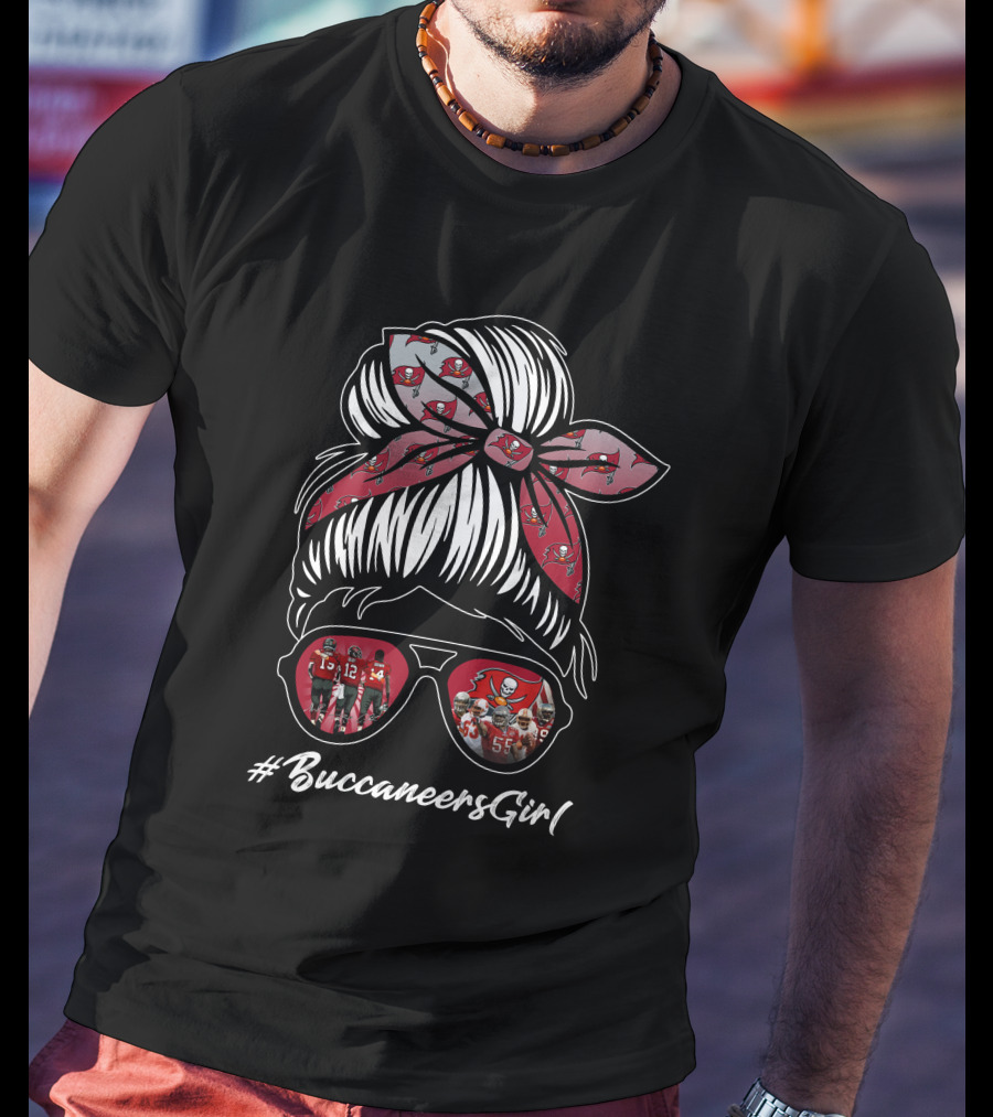 BuccaneersGirl NFL Fans With Bandana And Sunglasses T-Shirt