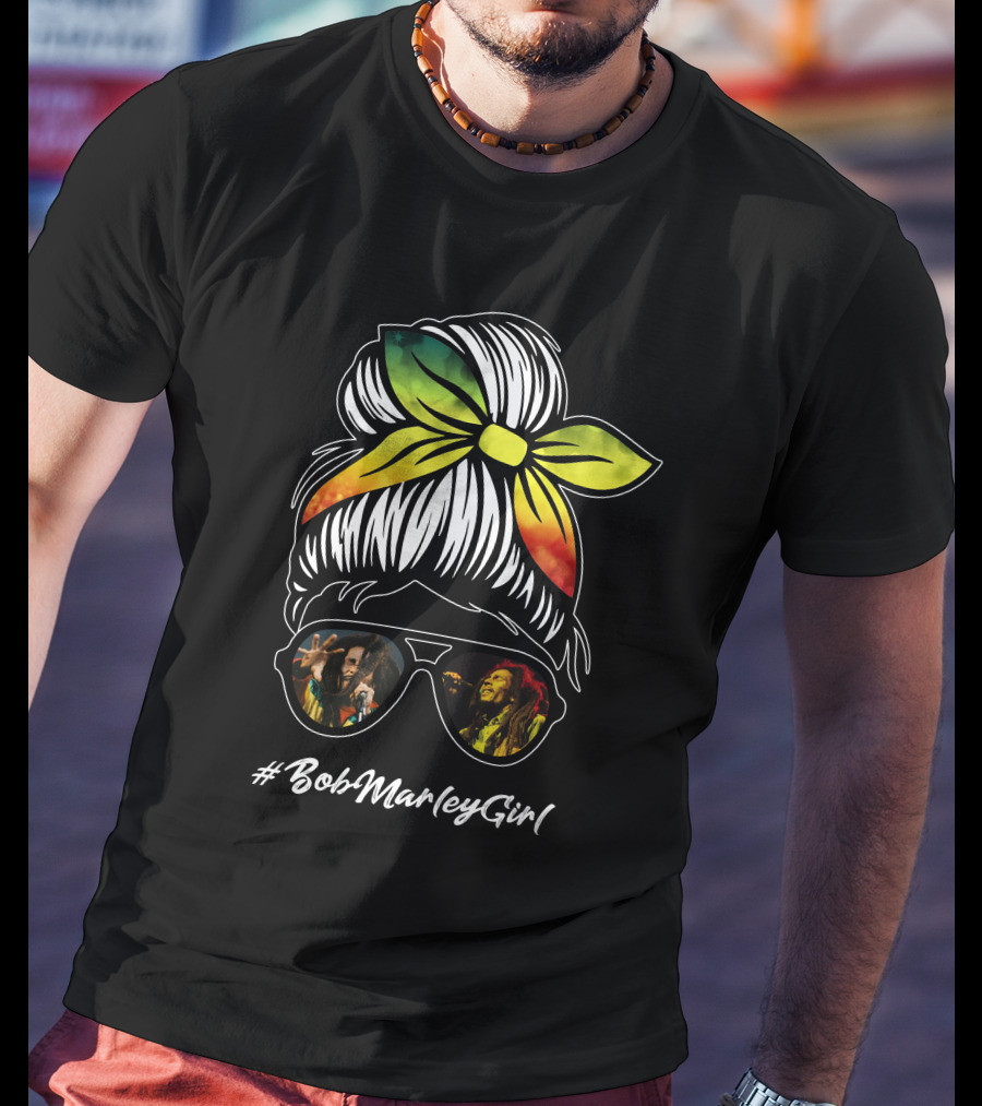 BobMarleyGirl Rasta Shades And Bandana T-Shirt