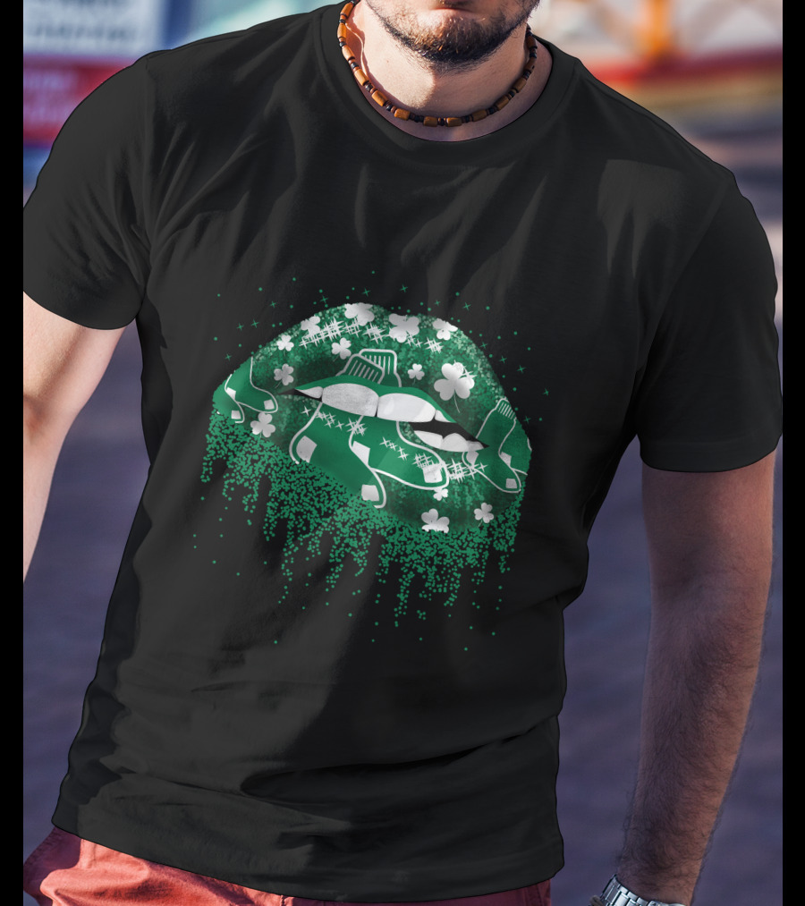 Boston Red Sox Irish Clover Lips Shamrock Sox T-Shirt