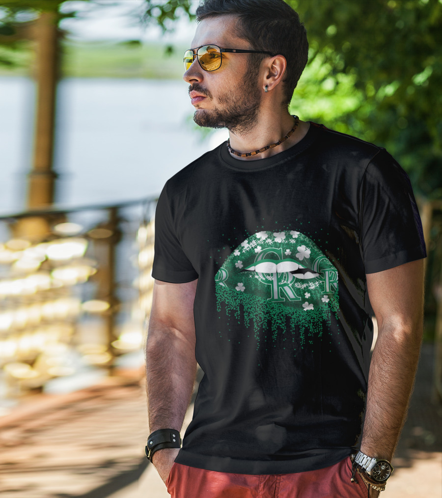Colorado Rockies Shamrock Clover Lips T-Shirt